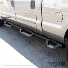 Westin/HDX 99-16 Ford F-250/350 Crew Cab (6.75ft Bed) Stainless Drop Nerf Step Bars - Textured Black