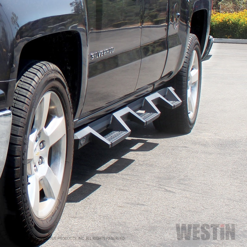 Westin 14-18 Chevrolet Silverado 1500 DC 6.5ft Bed HDX Drop W2W Nerf Step Bars - Tex. Blk