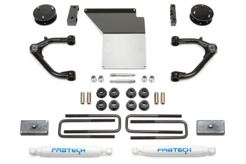 Fabtech 14-18 GM K1500 w/OE Alum. UCA 4in Uniball UCA System w/Rear Perf. Shocks