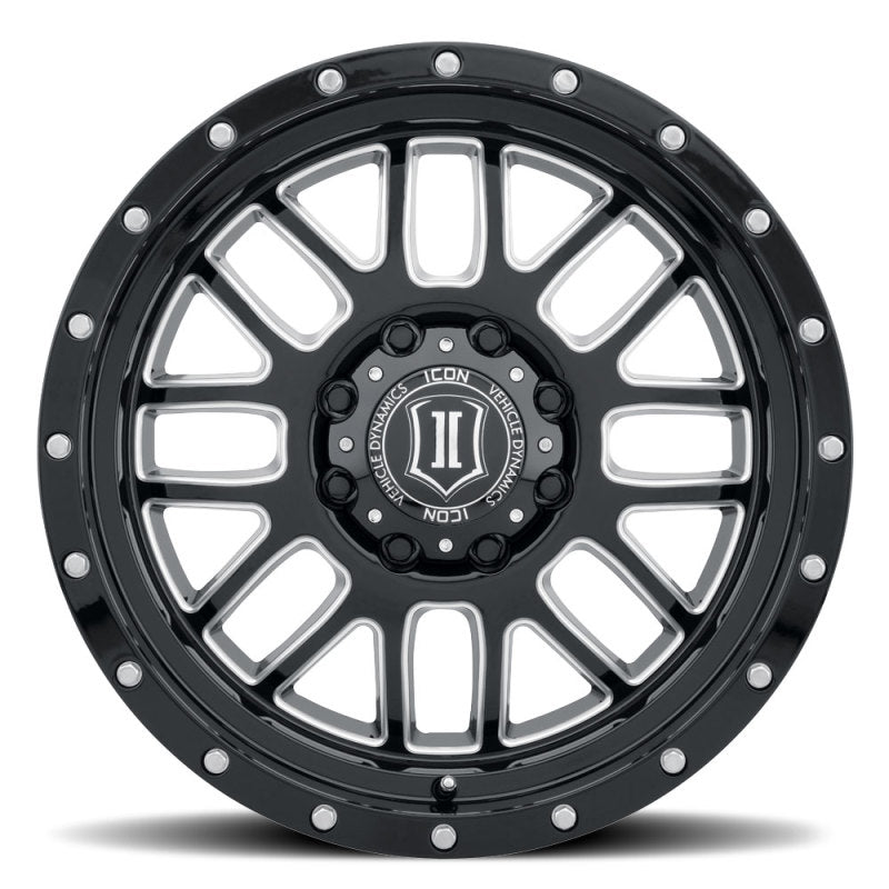 ICON Alpha 20x9 8x6.5in 19mm Offset 5.75in BS Gloss Black Milled Spokes Wheel