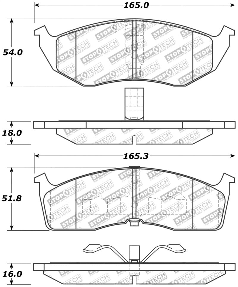 StopTech Sport Brake Pads w/Shims and Hardware - Front