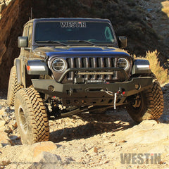 Westin 18-19 Jeep Wrangler JL WJ2 Full Width Front Bumper w/Bull Bar Textured Black