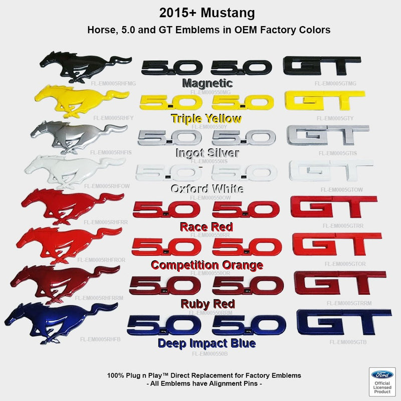 UPR 15-17 MUSTANG GT EMBLEM PACKAGE COLOR CODED FORD OFFICIALLY LICENSED