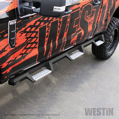 Westin/HDX 17-18 Ford F-250/350 Crew Cab (6.75ft Bed) Stainless Drop Nerf Step Bars - Textured Black