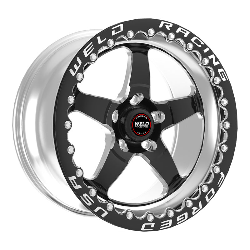 Weld S71 15x10.33 / 5x4.5 BP / 7.5in. BS Black Wheel (Medium Pad) - Black Single Beadlock MT (CLEARANCE PAIR)