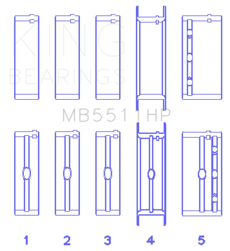 King GM 326/350/389/400 w/ 3in Main (Size STD) Main Bearing Set