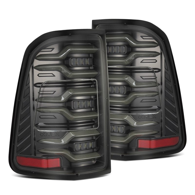 AlphaRex 19-21 Dodge Ram 1500 Luxx-Series LED Tail Lights Alpha-Black w/Activ Light/Seq Signal