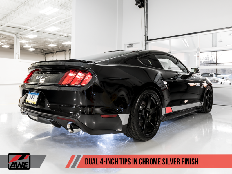 AWE Tuning S550 Mustang GT Cat-back Exhaust - Track Edition (Chrome Silver Tips)