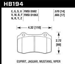 Hawk 92-02 Dodge Viper HPS 5.0 Front Brake Pads