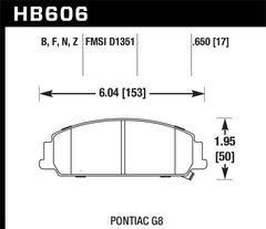 Hawk 08-09 Pontiac G8 3.6 Base/6.0 Performance Ceramic Street Front Brake Pads