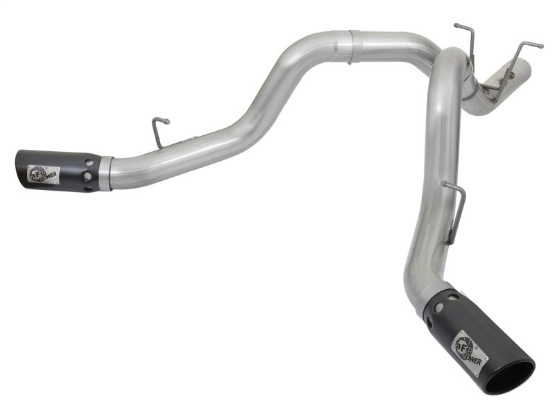 aFe ATLAS 4in DPF-Back Alum Steel Exhaust System w/Dual Exit Black Tip 2017 GM Duramax 6.6L (td)