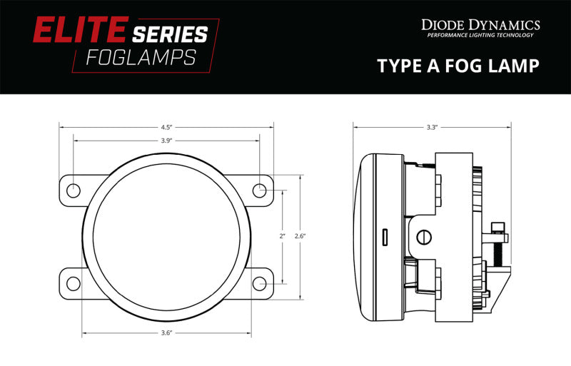 Diode Dynamics Elite Series Type A Fog Lamps - Yellow (Pair)