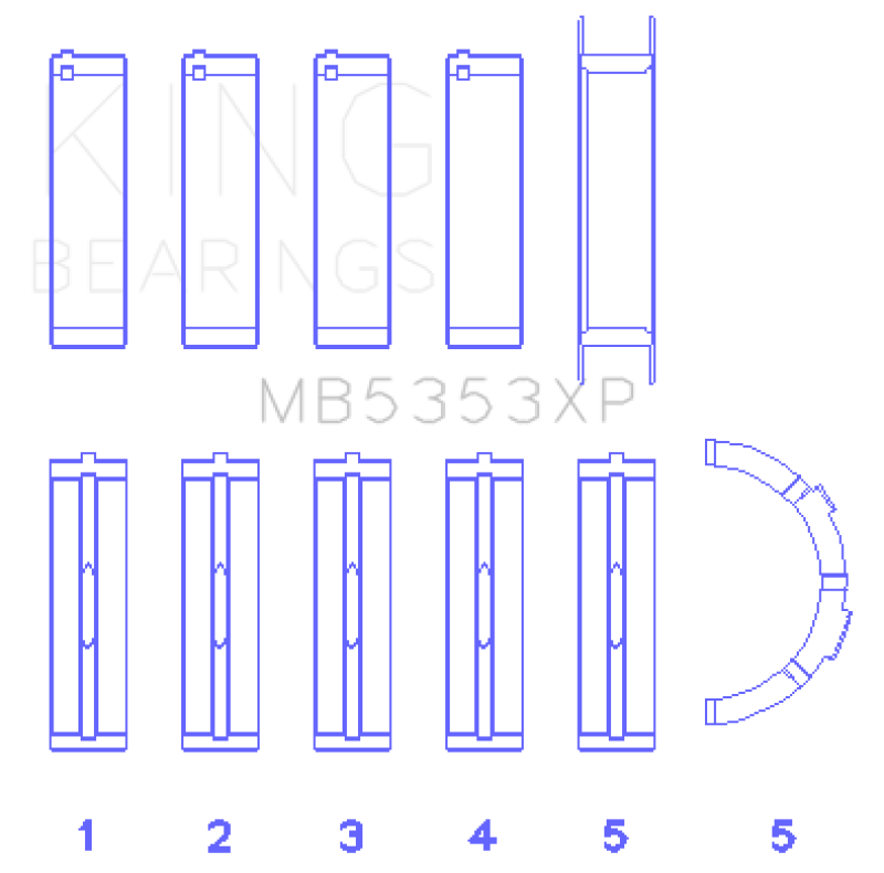 King Ford 281 4.6L SOHC 16V (Size .026) Crankshaft Main Bearings (Set of 5)