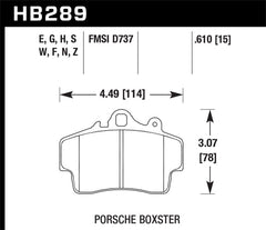 Hawk 97-08 Porsche Boxster / 07-08 Cayman w/ Iron Discs HT-10 Front Race Brake Pads