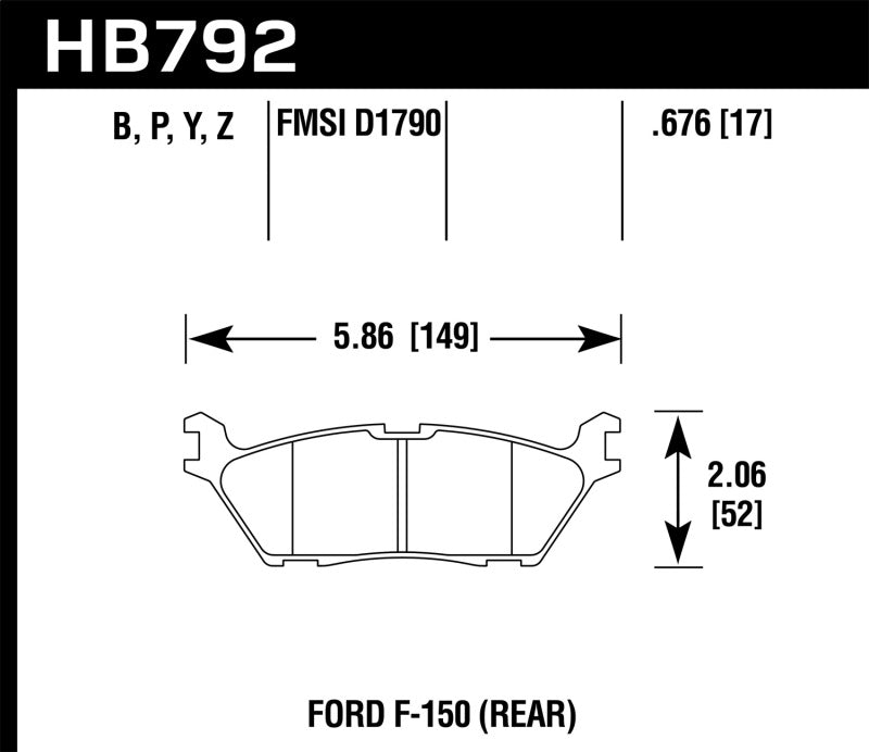 Hawk 15 Ford F-150 HPS 5.0 Rear Brake Pads