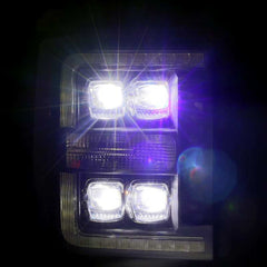 AlphaRex 11-16 Ford F-350 SD NOVA LED Proj Headlights Plank Style Chrm w/Activ Light/Seq Signal