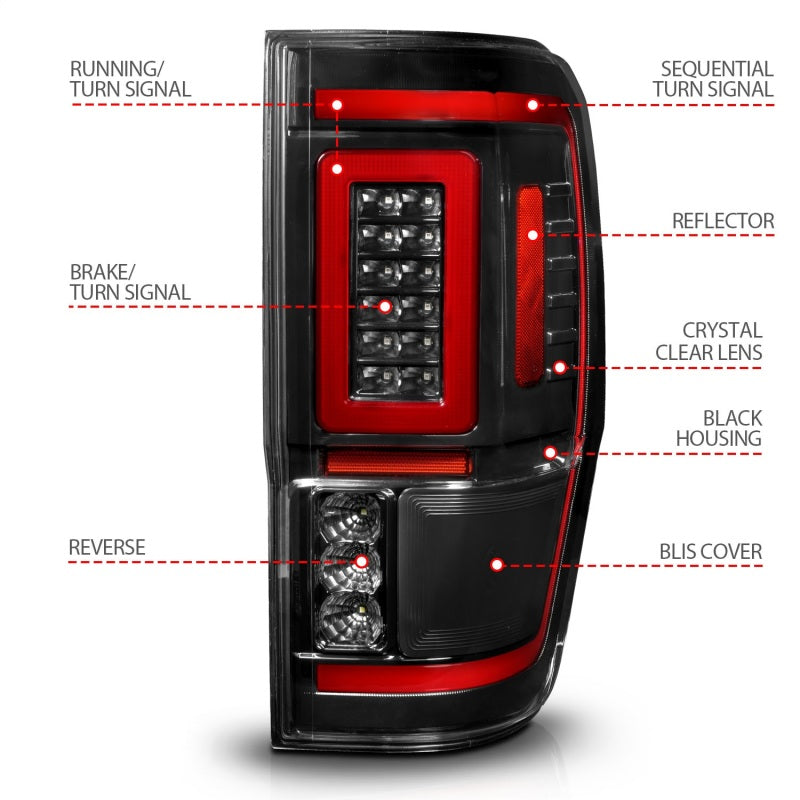 ANZO 19-22 Ford Ranger Full LED Taillights w/ Lightbar Sequential Sign ...