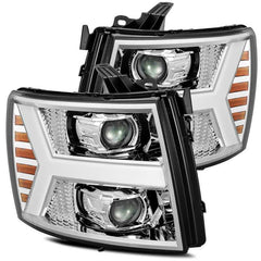 AlphaRex 07-13 Chevy 1500HD PRO-Series Proj Headlights Plank Style Chrome w/Activ Light/Seq Signal