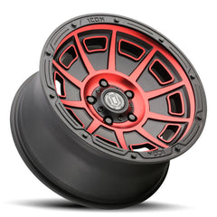 ICON Victory 17x8.5 5x5 -6mm Offset 4.5in BS Satin Black w/Red Tint Wheel