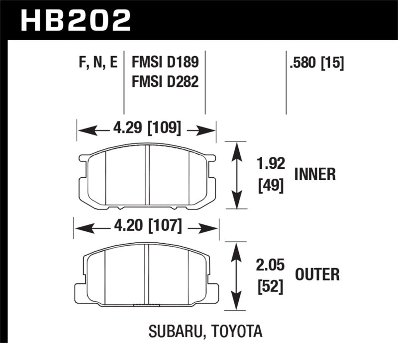 Hawk 82 Subaru Brat / 81-83 DL/GlL / 85-87 Toyota Corolla Front Blue 9012 Race Brake Pads
