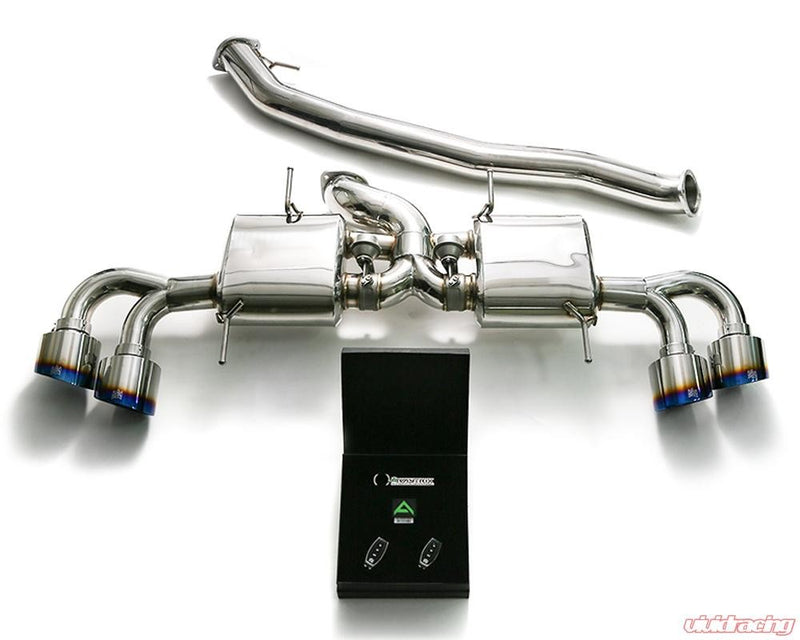 ARMYTRIX Stainless Steel Valvetronic Catback Exhaust System Quad Blue Coated Tips Nissan GT-R R35 09-17