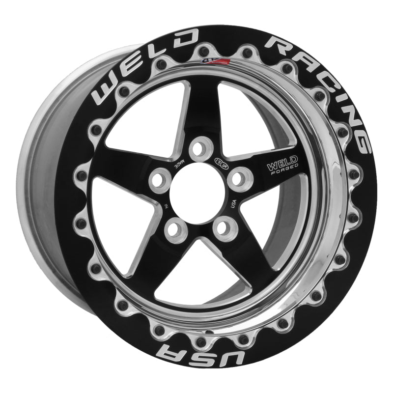 Weld S71 15x10.33 / 5x4.5 BP / 7.5in. BS Black Wheel (Medium Pad) - Black Single Beadlock MT (CLEARANCE PAIR)