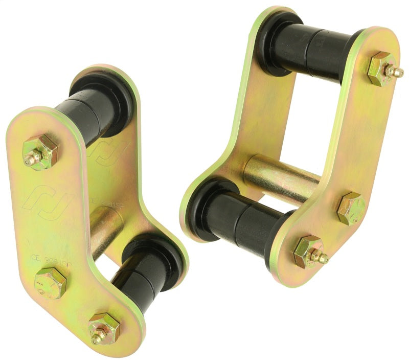 RockJock YJ Boomerang Leaf Spring Shackles Rear w/ Urethane Bushings HD Greasable Bolts Pair