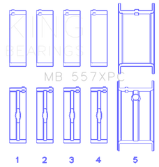 King GM 262/267/302/307/327/350 (Size .020) Coated Performance Main Bearing Set