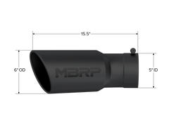 MBRP Universal Tip 6in OD 5in Inlet 15.5in Length 30 Deg Bend Angled Rolled End Black