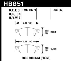 Hawk 15-16 Ford Focus ST DTC-70 Race Front Brake Pads