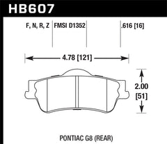 Hawk 08-09 Pontiac G8 3.6 Base/6.0 HP+ Street Rear Brake Pads