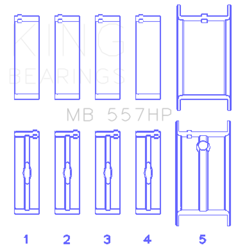 King GM 262/267/302/307/327/350 (Size 010) Performance Main Bearing Set
