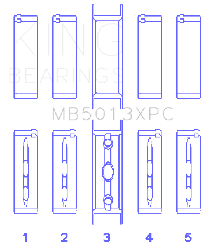 King Chevy LS1 / LS2 / LS6 (Size STD) Performance Main Bearing Set w/ pMaxKote