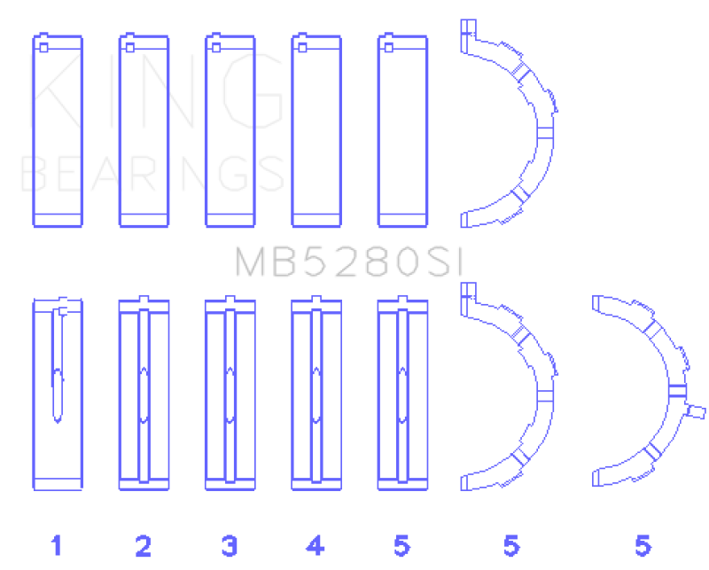 King Ford 281CI/330CI 4.6L/5.4L V8 (Size +0.25) Main Bearing Set