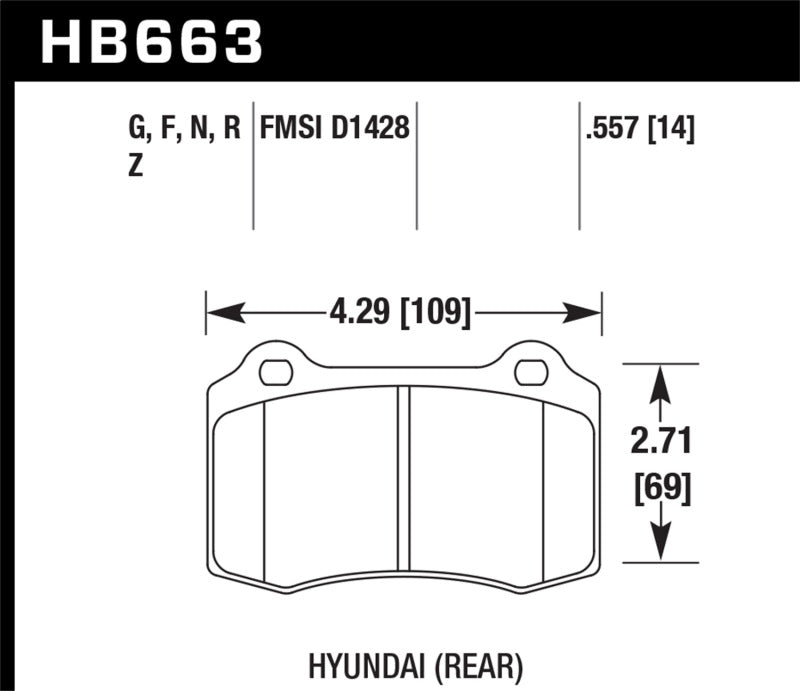 Hawk 10 Hyundai Genesis Coupe ( Track w/ Brembo Brakes) DTC-60 Race Rear Brake Pads