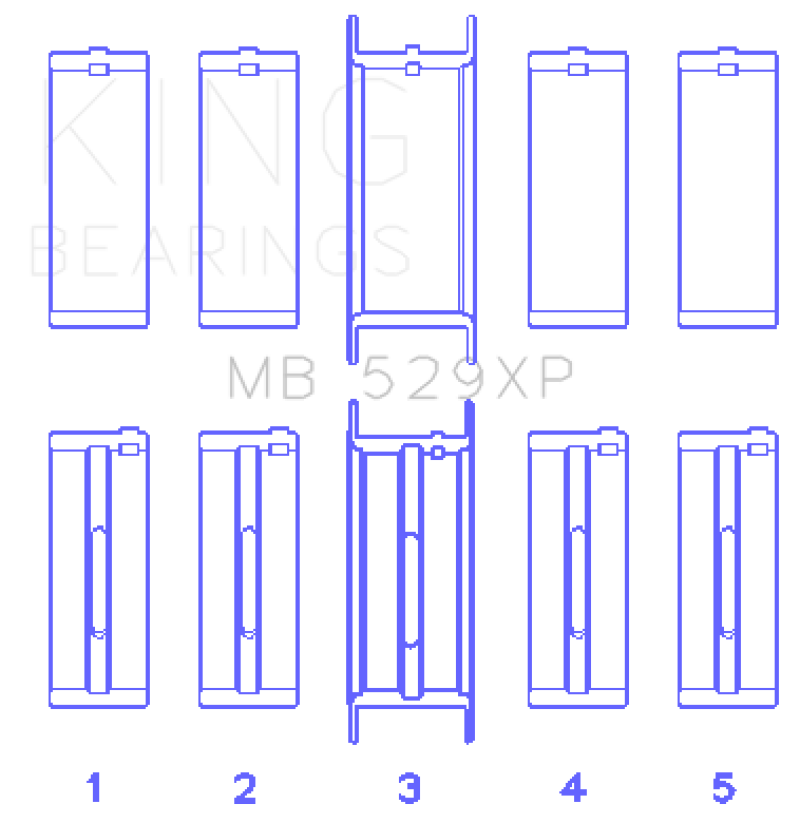 King Ford 260ci/289ci/302/5.0L Windsor (Size STDX) Crankshaft Main Bearing Set (Set of 5)